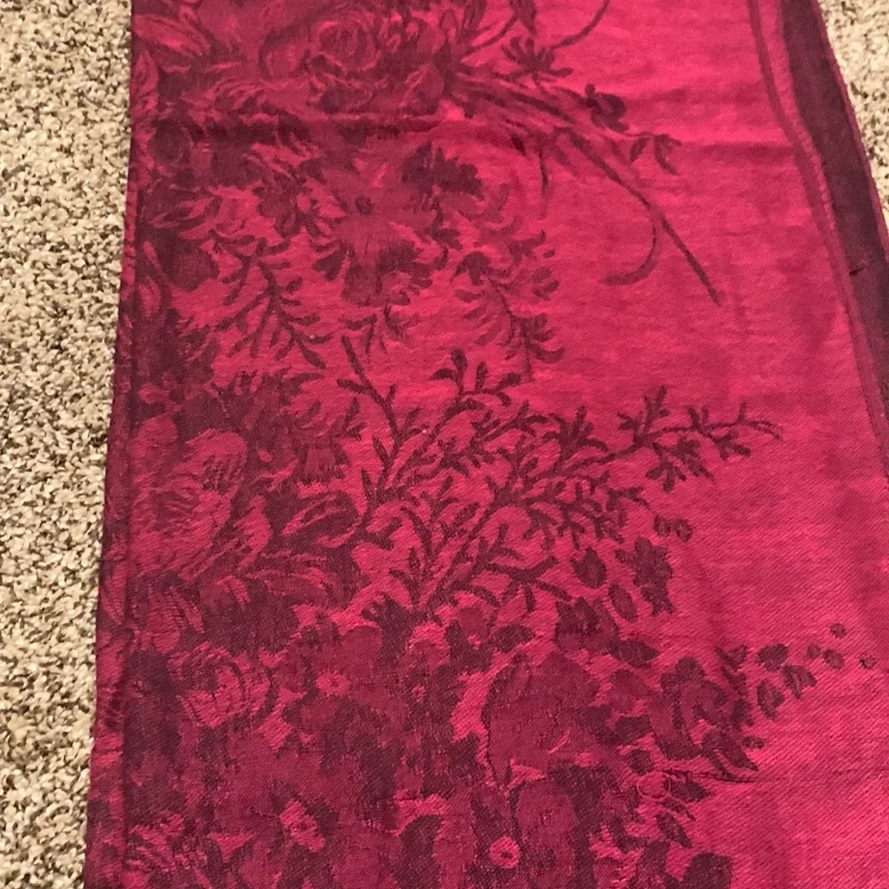Pashmina Floral Scarf Pink Black NWT Fringe Wrap Shawl Artsy